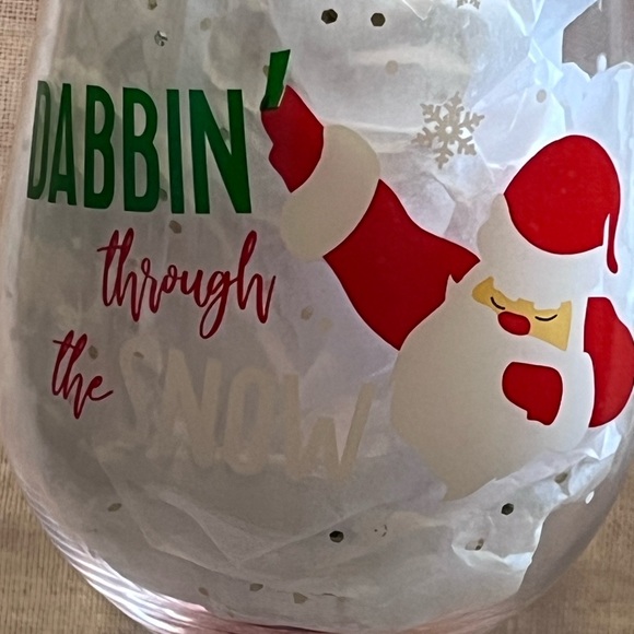 Dabbin’ Through the Snow Hand Painted Wine Glass. - Picture 2 of 4